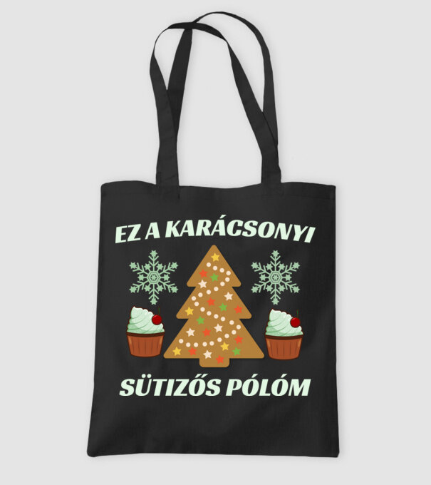 Karácsonyi sütizős minta fekete pólón