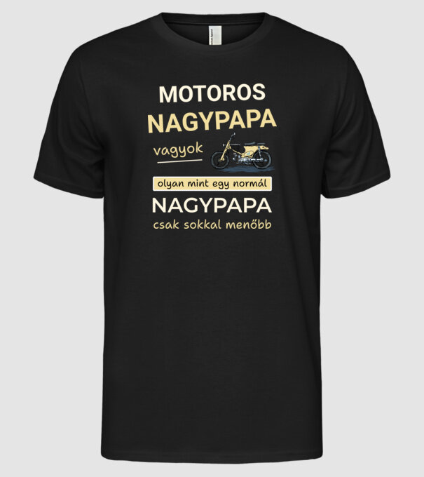 Motoros Nagypapa Vagyok minta fekete pólón