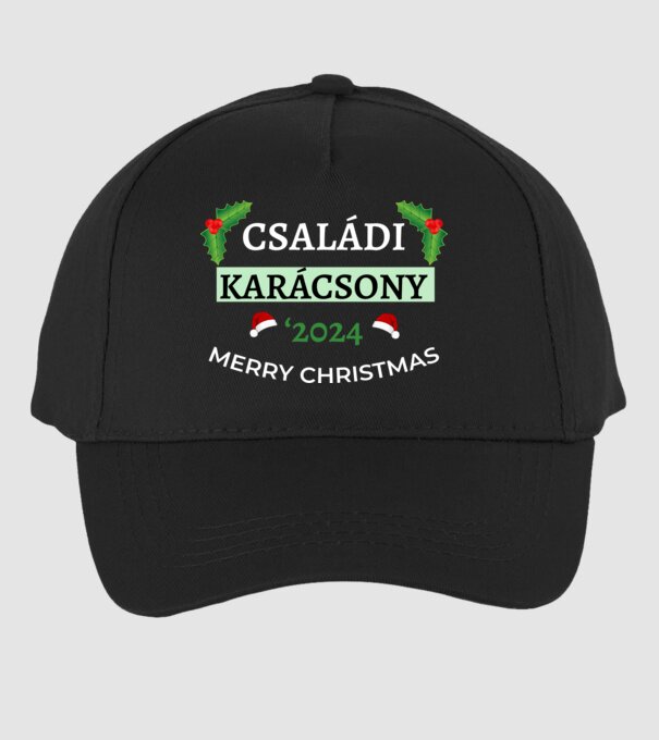 Családi karácsony 2024 minta fekete pólón