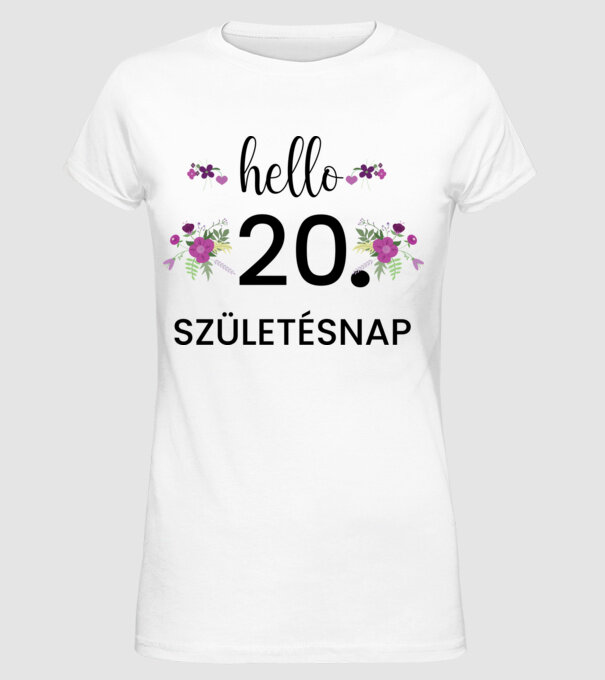 Hello 20 minta fehér pólón
