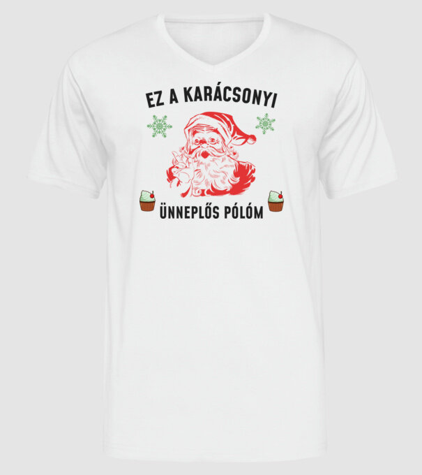 Karácsonyi ünneplős minta fehér pólón