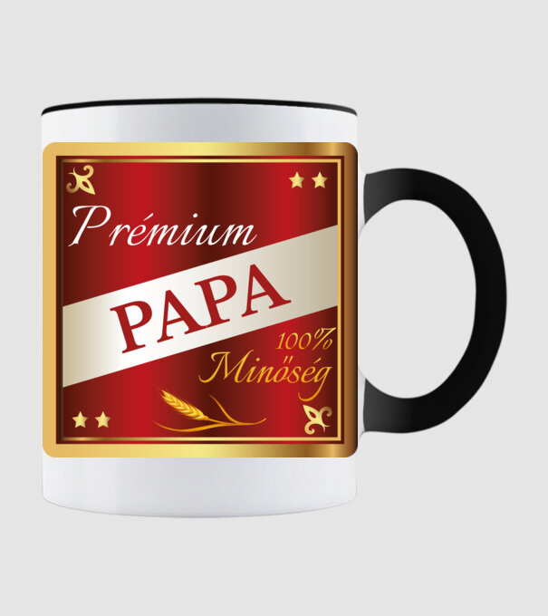 Prémium Papa - 100% minta fekete pólón