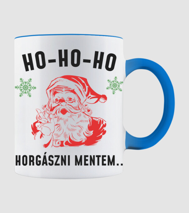 Horgászni mentem Mikulás minta világoskék pólón