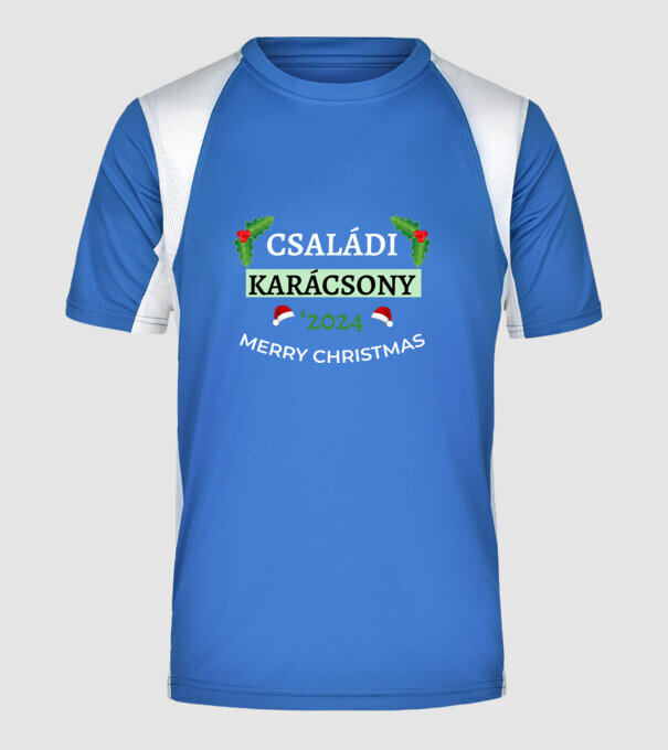 Családi karácsony 2024 minta királykék pólón
