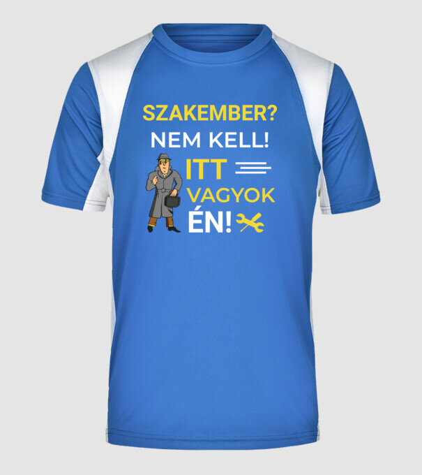 Szakember minta királykék pólón