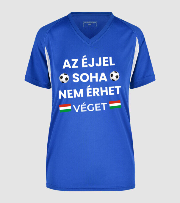 Az éjjel soha nem érhet véget minta királykék pólón
