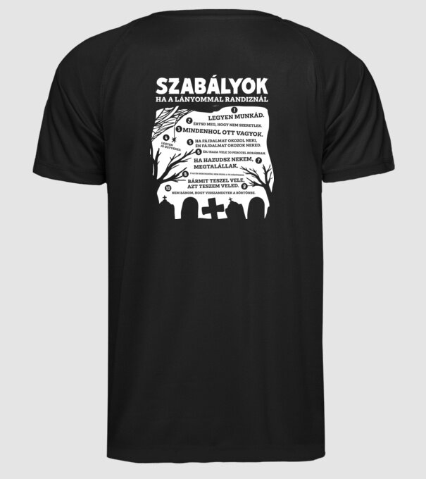 Lányos apák 10 parancsolata (színezhetö) minta fekete pólón