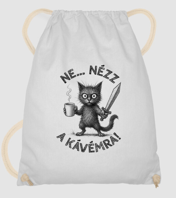 Ne nézz a kávémra minta fehér pólón