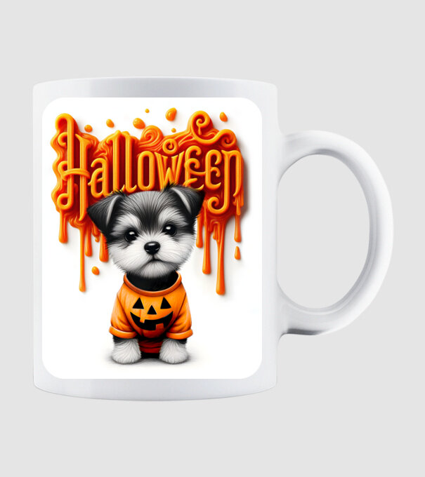 Halloween kutyus minta fehér pólón