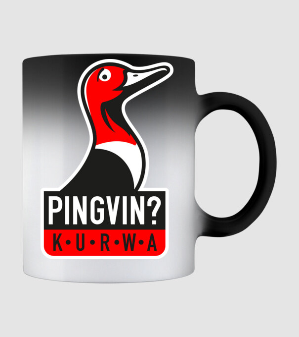 Pingvin? Kurwa! minta fekete pólón