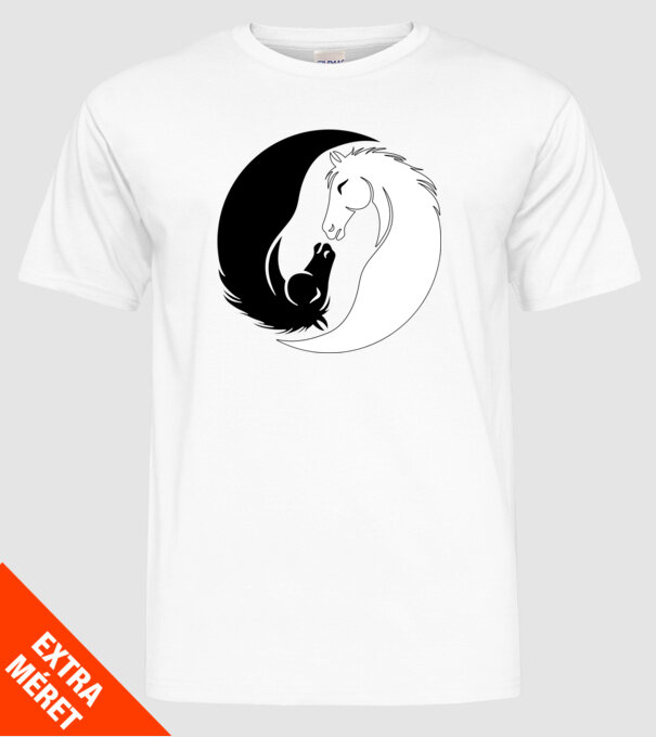 ying yang ló minta fehér pólón