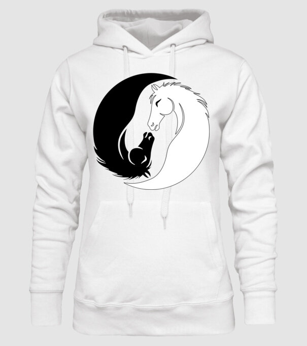 ying yang ló minta fehér pólón
