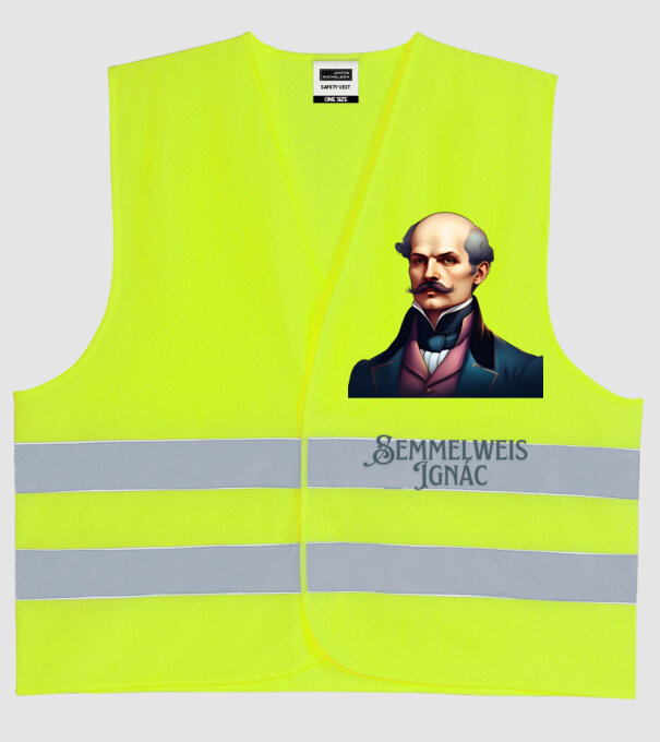 Semmelweis Ignác minta neonsárga pólón