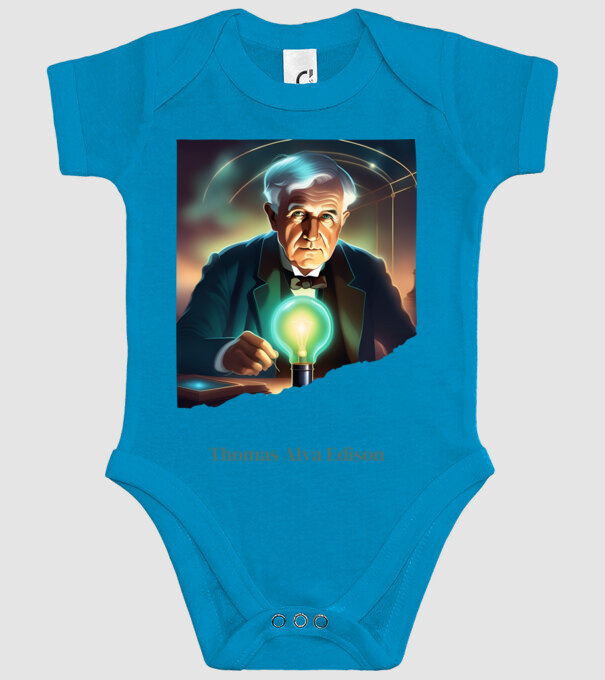 Thomas Alva Edison minta türkiz pólón