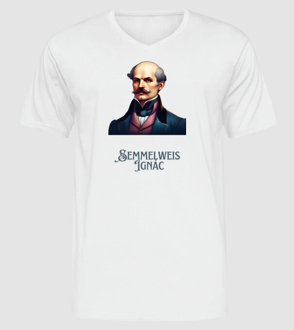 Semmelweis Ignác minta fehér pólón