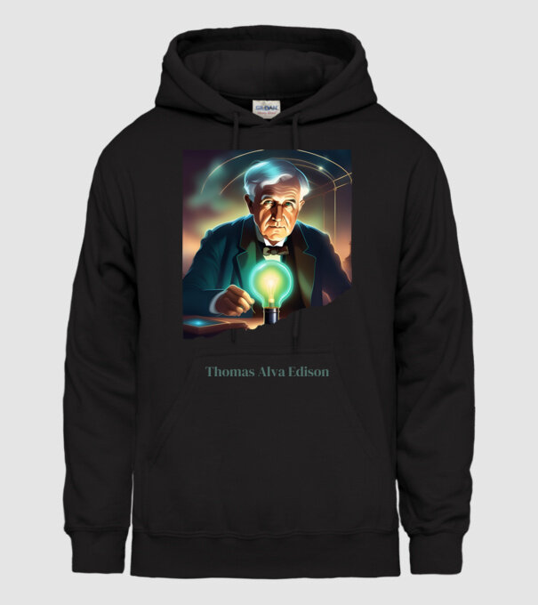 Thomas Alva Edison minta fekete pólón