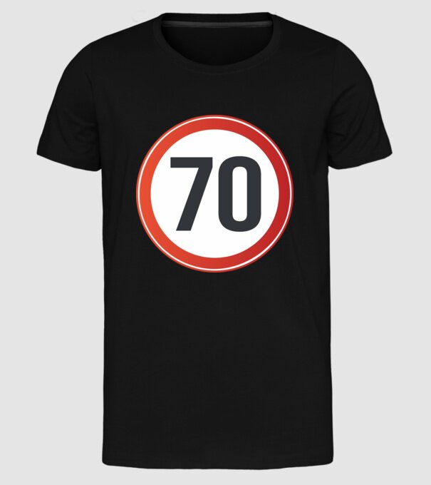 70-es tábla minta fekete pólón
