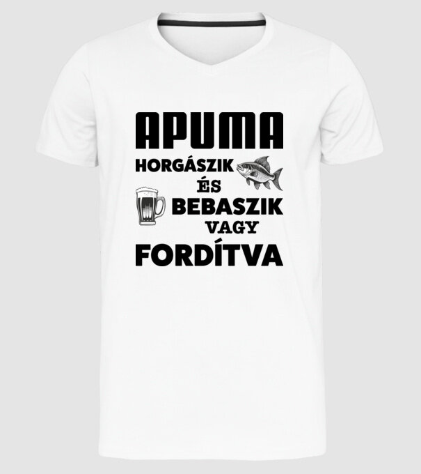 APUMA horgászik és bebaszik minta fehér pólón