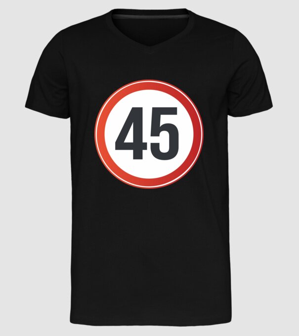 45-ös tábla minta fekete pólón