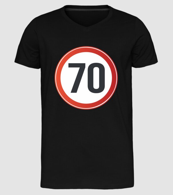 70-es tábla minta fekete pólón