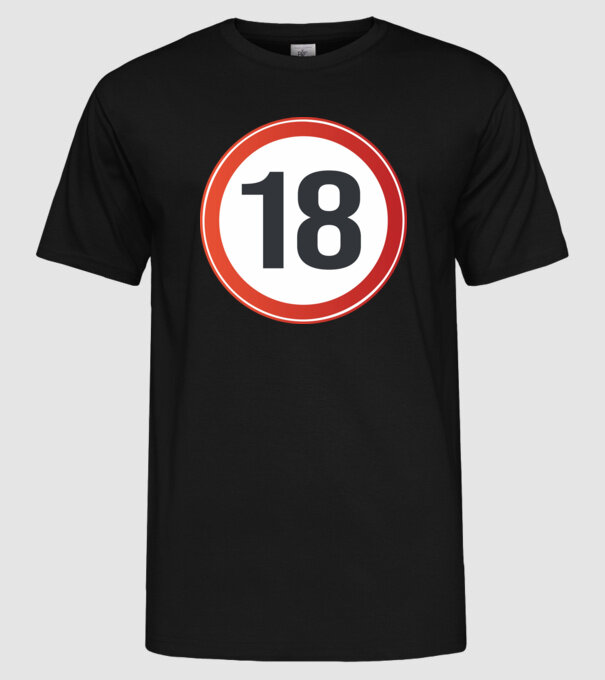 18-as tábla minta fekete pólón
