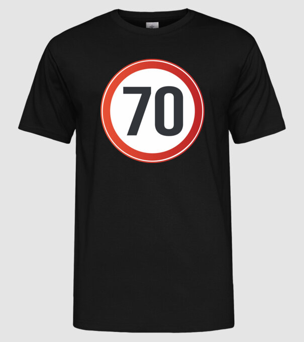 70-es tábla minta fekete pólón