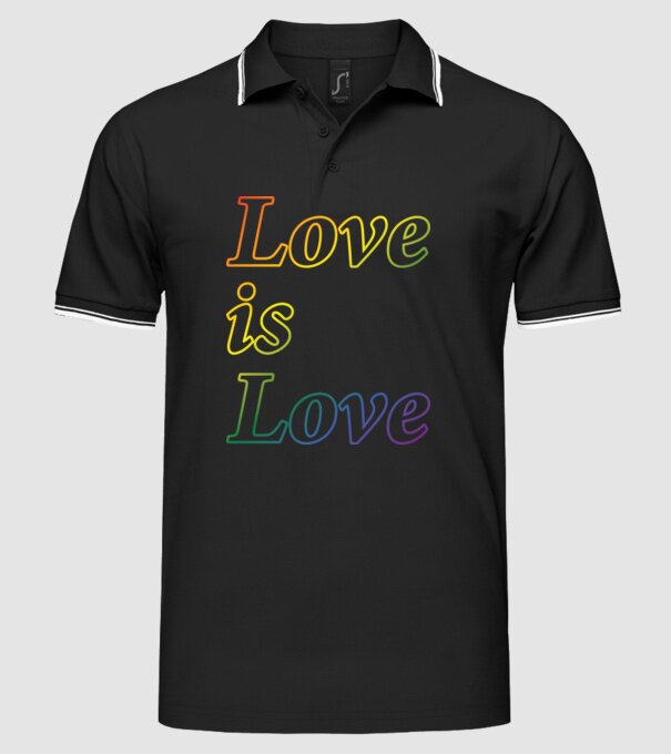 Love is Love - szivárvány minta fekete pólón
