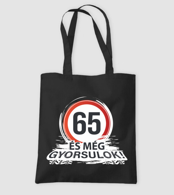 65-ös tábla - És még gyorsulok - fehér minta fekete pólón