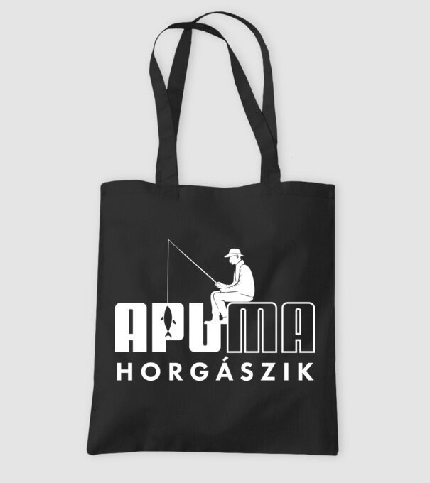 Apuma: Horgászik - fehér minta fekete pólón