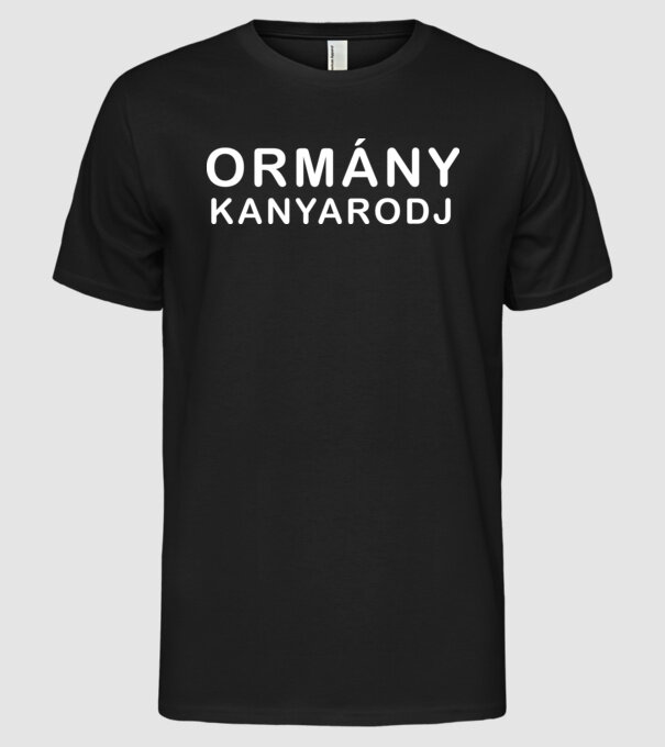 Ormány kanyarodj - fehér minta fekete pólón