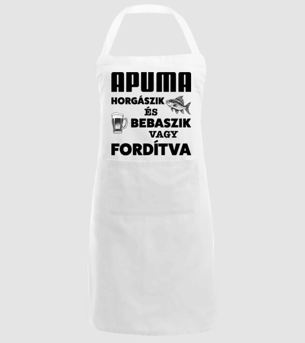 APUMA horgászik és bebaszik minta fehér pólón