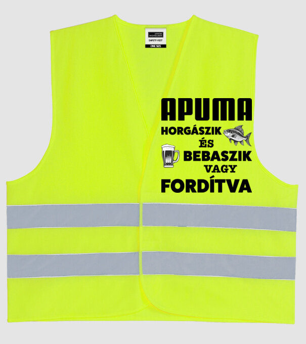 APUMA horgászik és bebaszik minta neonsárga pólón