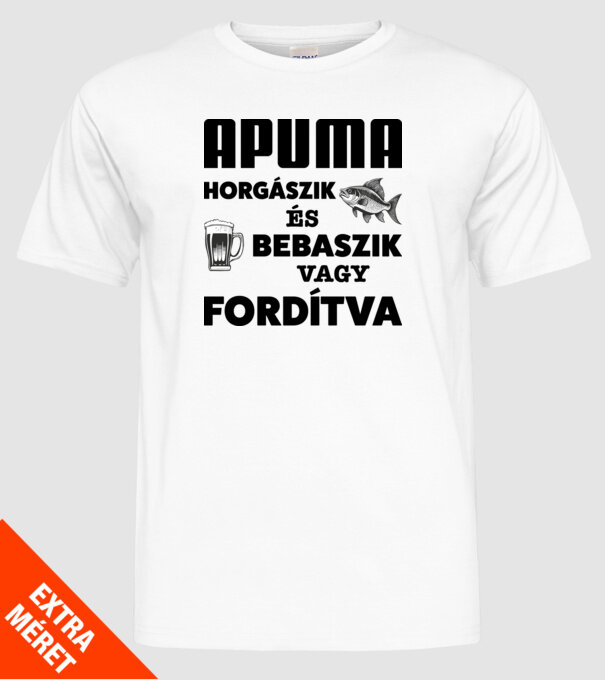 APUMA horgászik és bebaszik minta fehér pólón