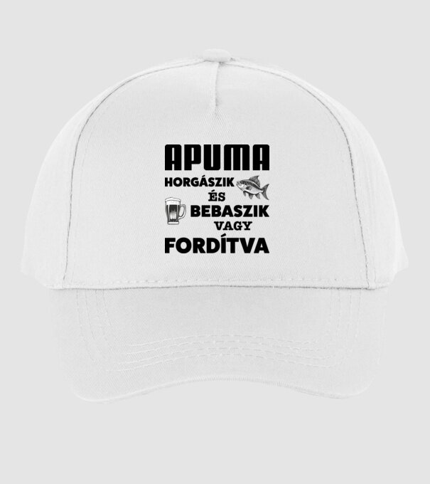 APUMA horgászik és bebaszik minta fehér pólón