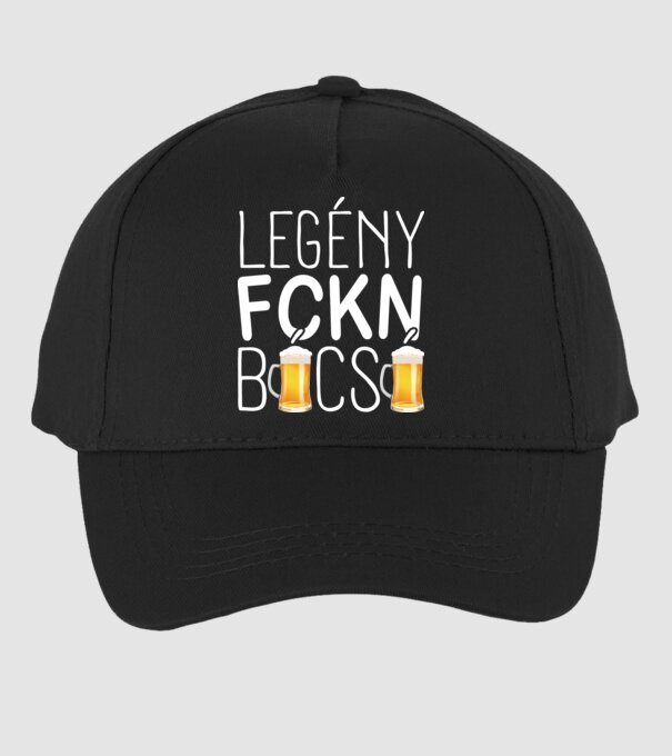 Legény fckn búcsú sörrel - fehér minta fekete pólón