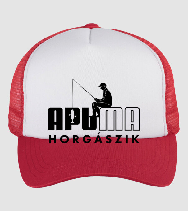 Apuma: Horgászik minta fehér/piros pólón