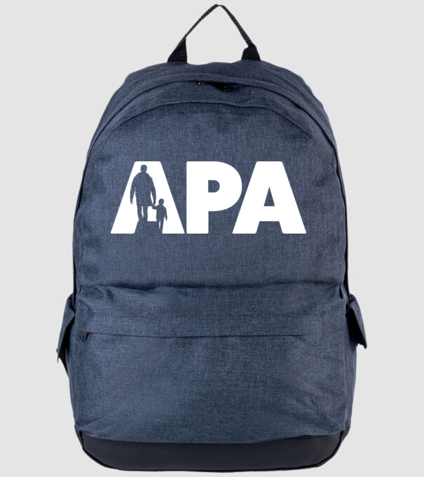Apa - fehér minta farmerkék pólón