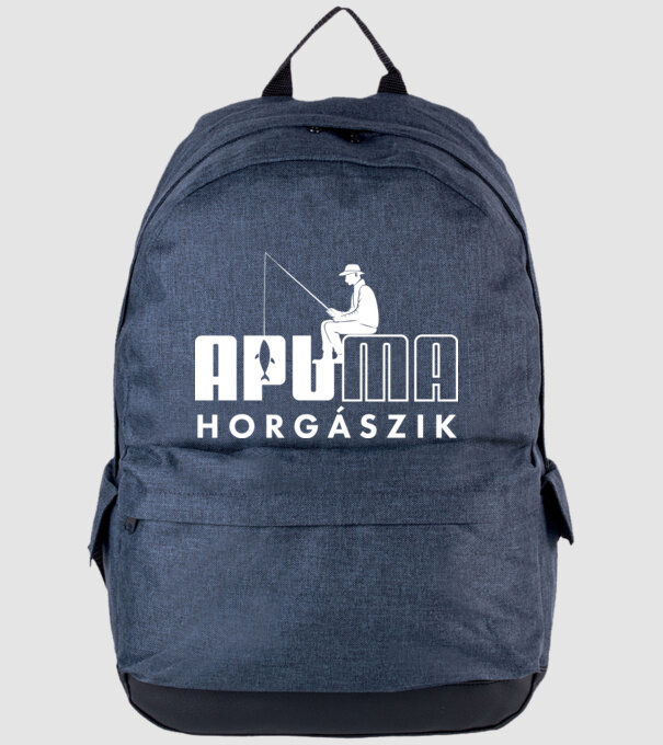 Apuma: Horgászik - fehér minta farmerkék pólón