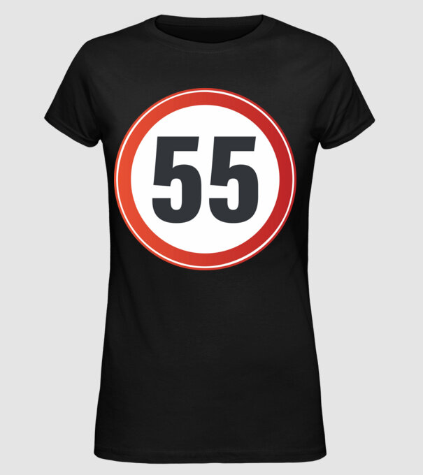 55-ös tábla minta fekete pólón