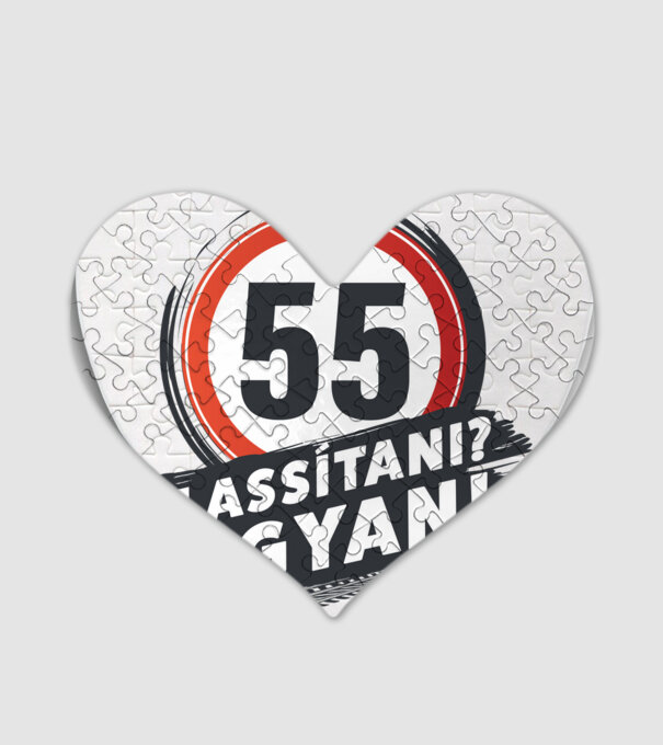 55-ös tábla: Lassítani? Ugyan! minta fehér pólón