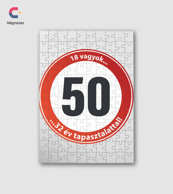 50-es tábla - 18 vagyok 32 év tapasztalattal! minta fehér pólón