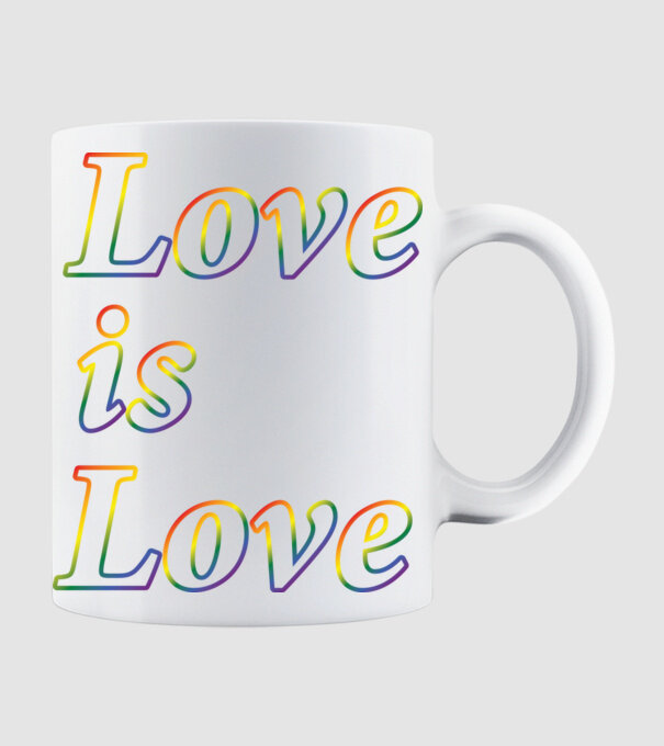 Love is Love - szivárvány minta fehér pólón