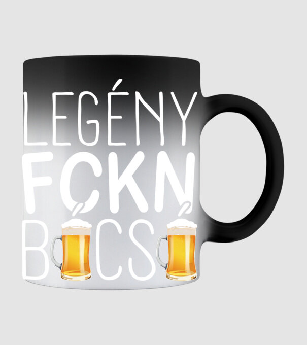 Legény fckn búcsú sörrel - fehér minta fekete pólón