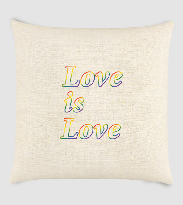 Love is Love - szivárvány minta homokszín pólón