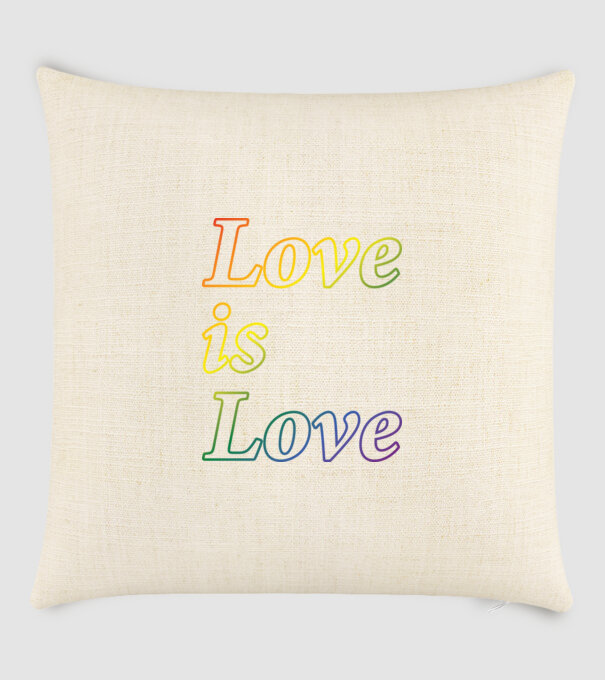 Love is Love - szivárvány minta homokszín pólón