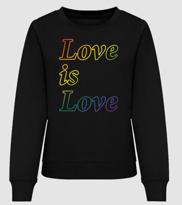 Love is Love - szivárvány minta fekete pólón