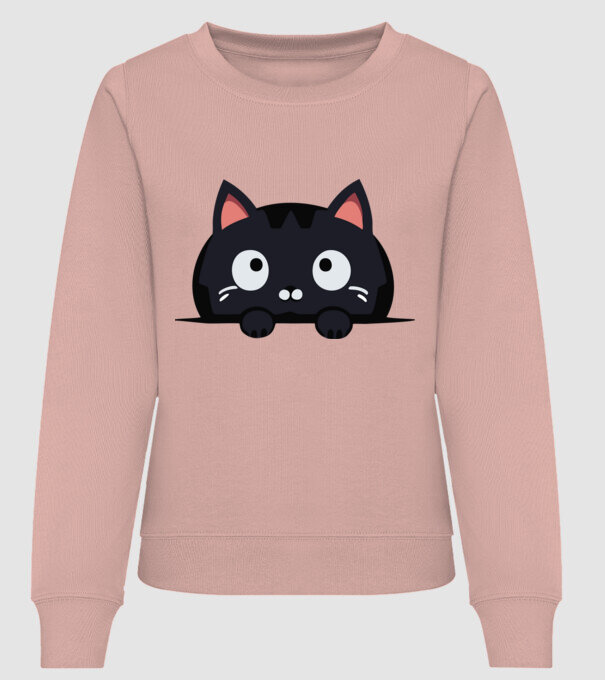 Cat - Figyelő aranyos kis macska minta dusty pink pólón