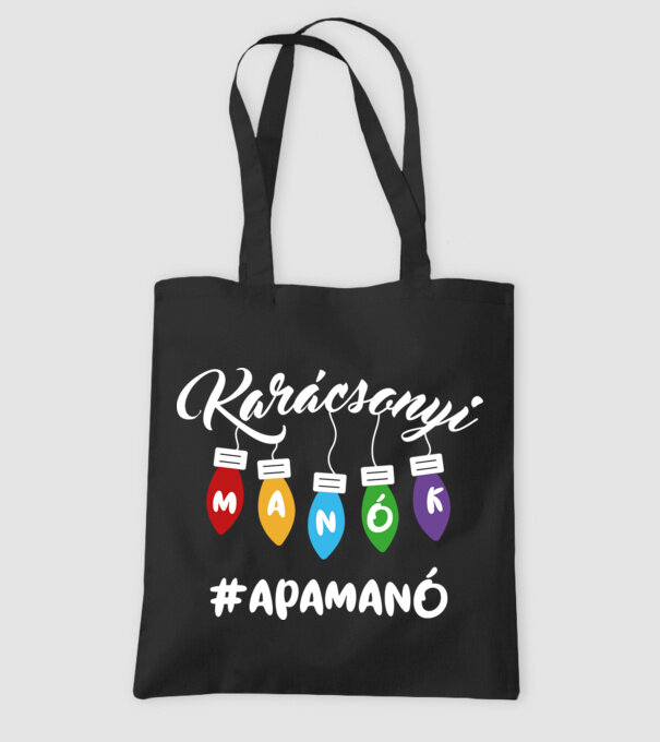 Karácsonyi manók - Apamanó minta fekete pólón