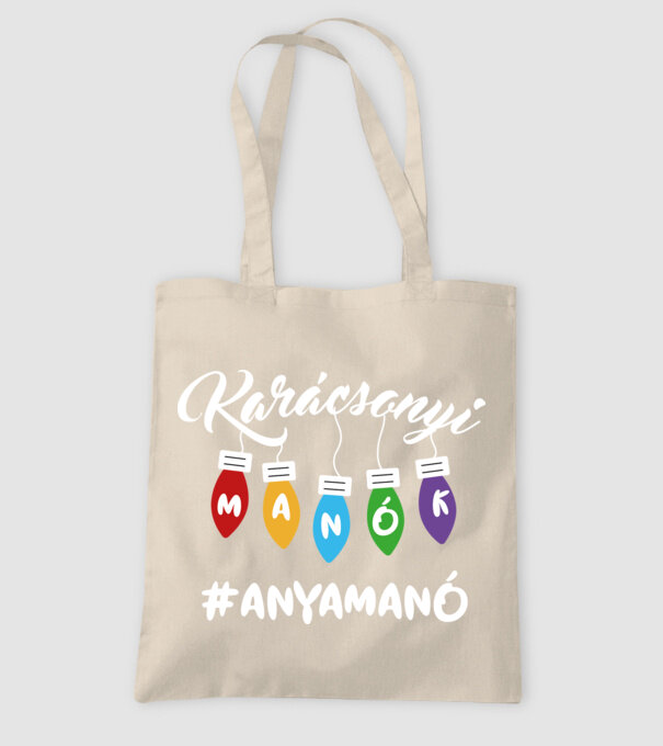 Karácsonyi manók - Anyamanó minta homokszín pólón