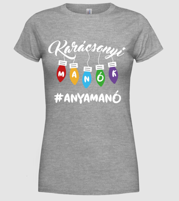Karácsonyi manók - Anyamanó minta szürke pólón